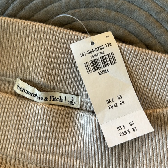 NWT Abercrombie & Fitch Beige Ribbed Knit Pants - Picture 6 of 7